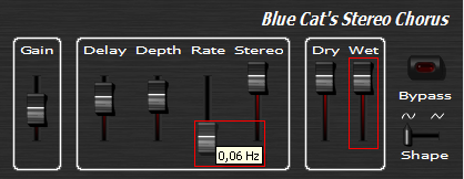 Step 02 - Set the rate to a very low value, and the 'wet' parameter to its maximum value